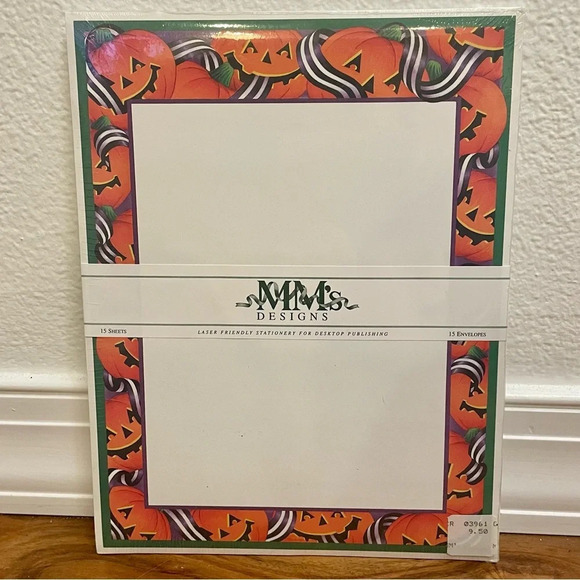 Vintage MM’s Designs Stationery Paper with Envelopes Jack-O-Lantern 3 packs - Picture 2 of 5